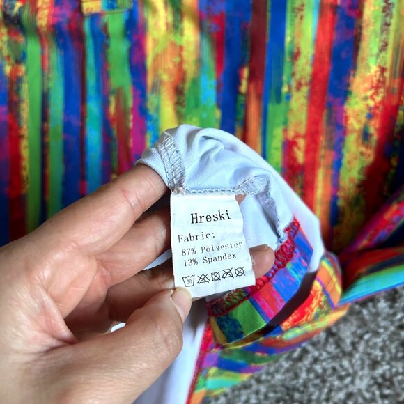 Hreski Mens Size Large Multicolor Stripe Short Sleeve Polo Shirt - Picture 5 of 7